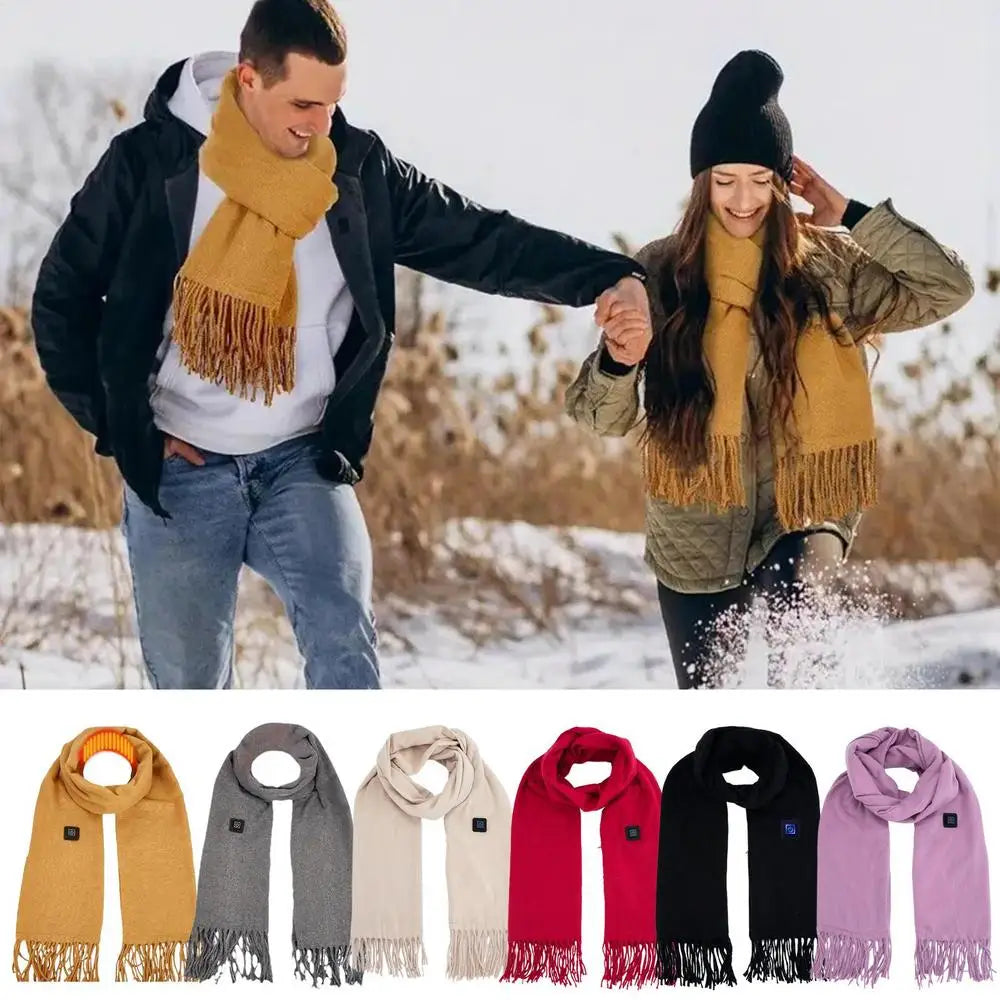USB Charging Electric Heated Scarf Adjustable Temperature Electric Winter Warmer Unisex Creative Neck Warmer