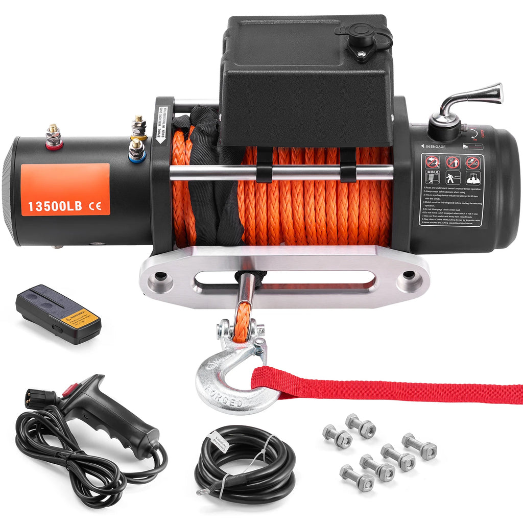 SucceBuy 13500lbs Electric Winch 
Car, Truck  with 80ft Synthetic Rope 
Wireless & Wired Remote Control for Towing Off-Road