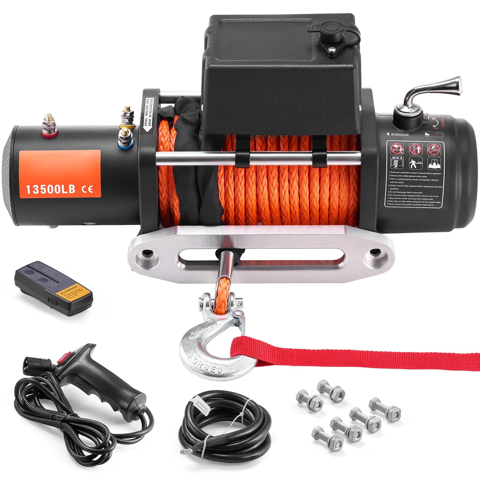 SucceBuy 13500lbs Electric Winch 
Car, Truck  with 80ft Synthetic Rope 
Wireless & Wired Remote Control for Towing Off-Road