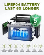 ALLPOWERS Portable  R600, 
299Wh LiFeP04 Battery with 2x 600W (1200W Surge)
 AC Outlets for Outdoor Camping RV Home