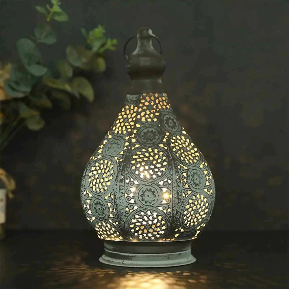 Moroccan Table Lamp Retro Battery Operated Lamps Hanging Candle Holder Bedside Lamps Night Light Living Room Bedroom Home Decor