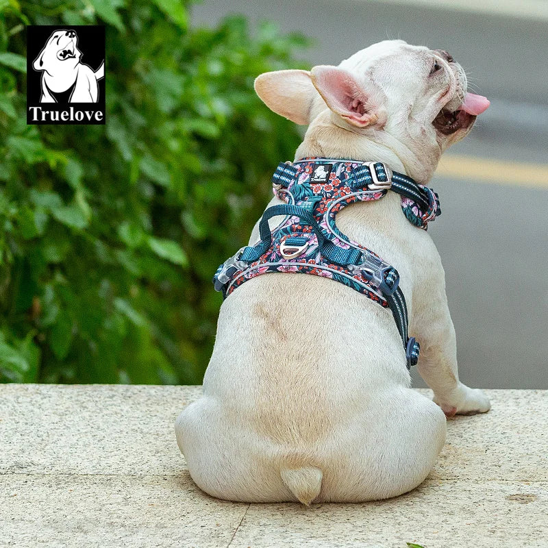 Truelove Pet Dog Harness Floral 
No Pull,      Cotton Fabric Breathable and Reflective Soft for Big ,Medium ,Small, Adjustable Vest