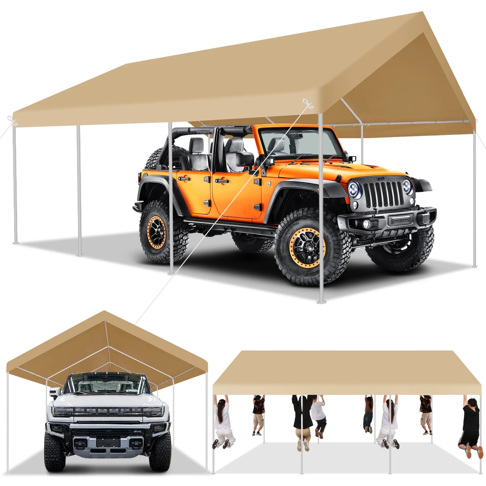 12x20ft Carport Heavy Duty, Portable Garage with Built-in Sandbags, Car Canopy for Truck, Boat, SUV with All-Season Tarp fall