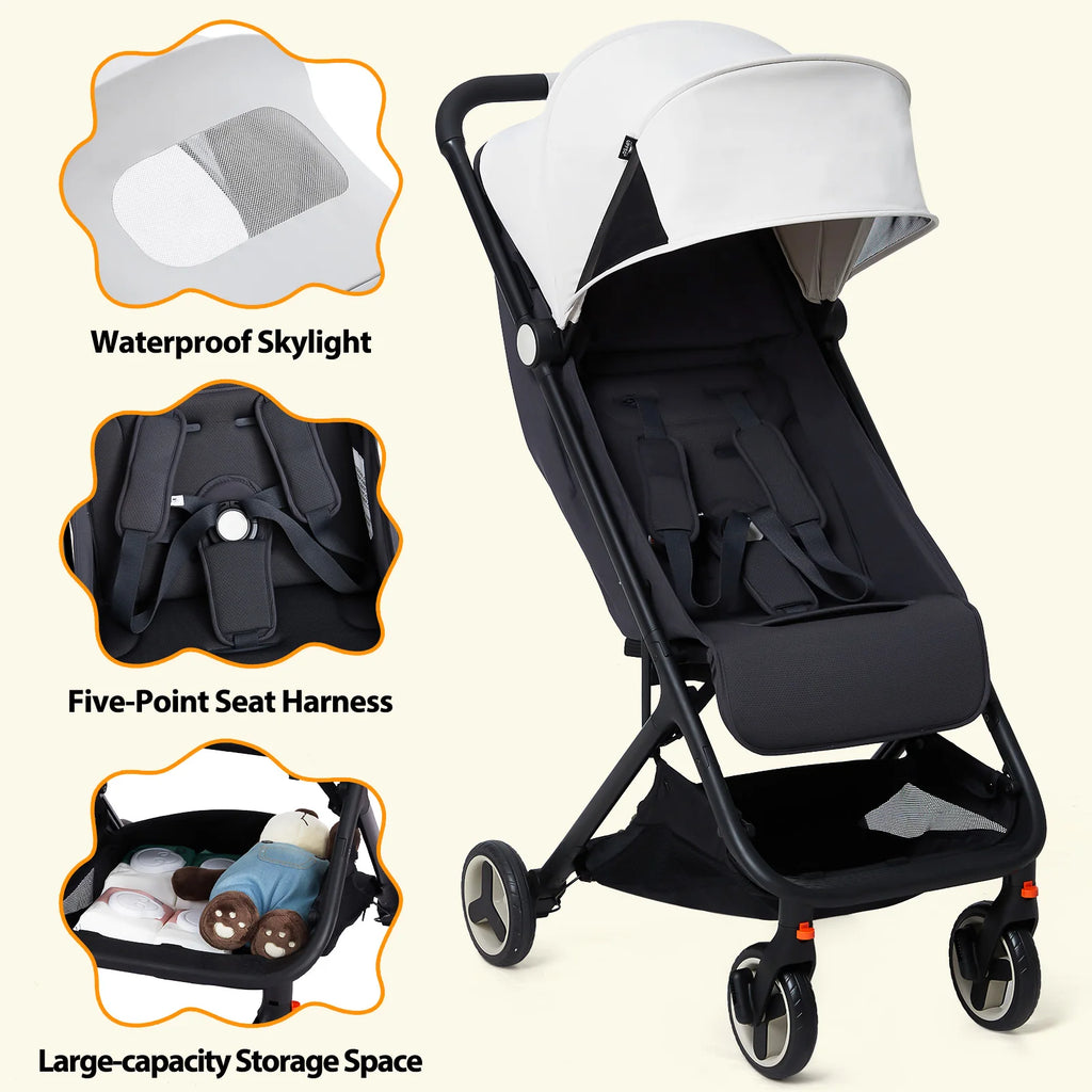 Lightweight Baby Stroller, Compact 
Umbrella Stroller with Adjustable Canopy/Footrest/Backrest,
One-Hand Folding Newborn Stroller