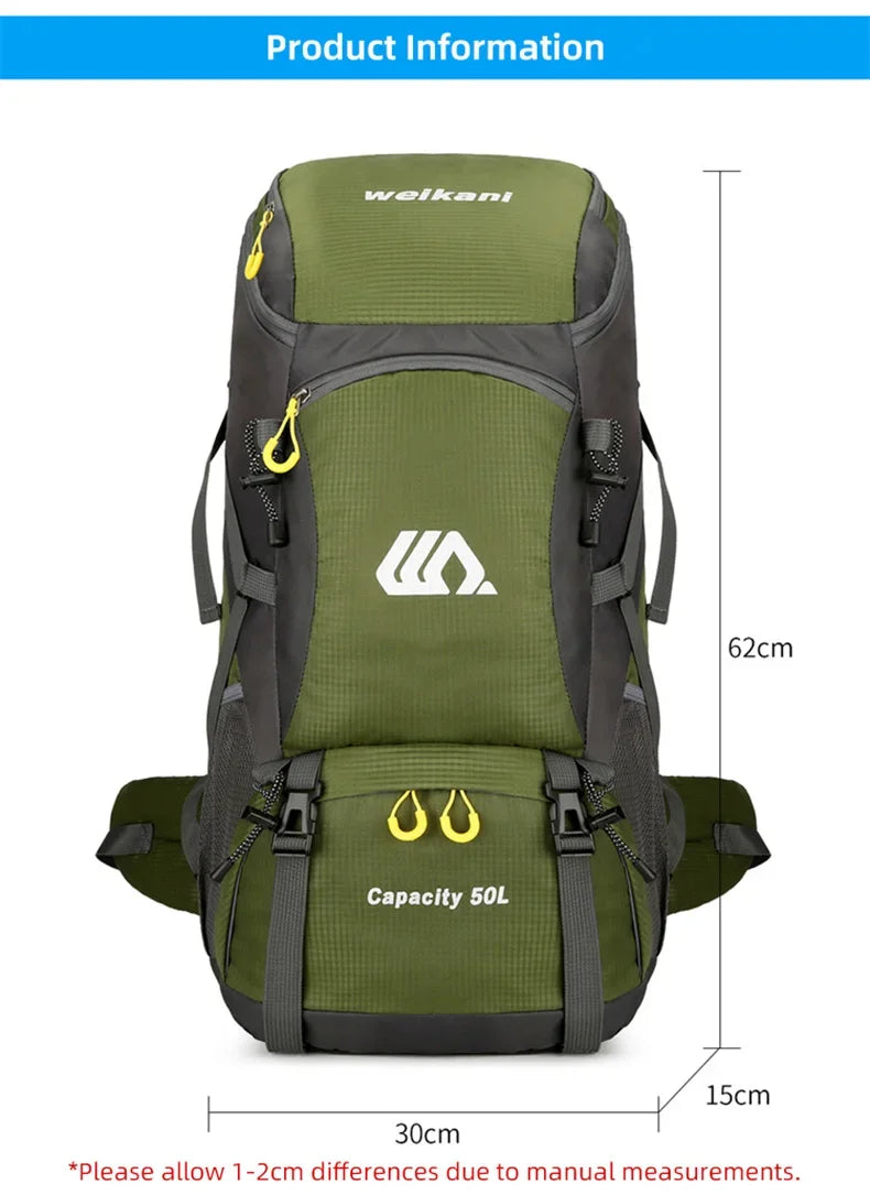 50L Travel Backpack Camping Men Large Hiking Bag 
Tourist Rucksack Waterproof ,Climbing Mountaineering 
A Must have