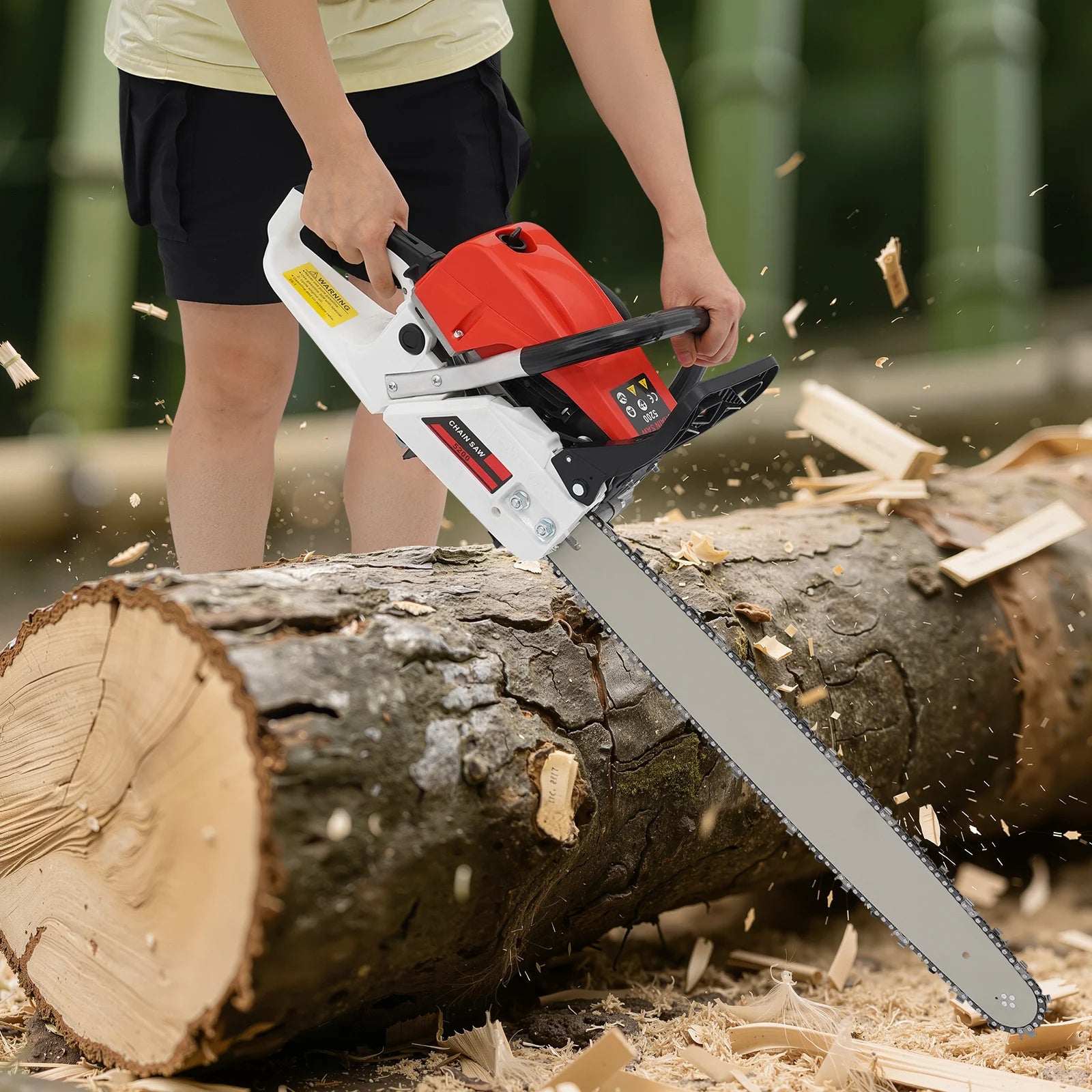 2 Stroke Gas-powered Chainsaw 52CC Gasoline Chain Saw Set Single Cylinder Air-cooled for Cutting Wood