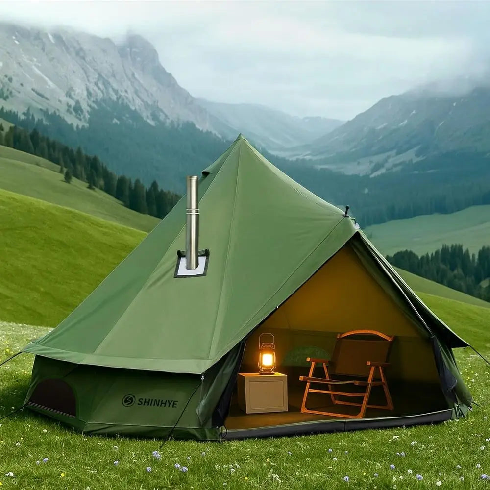 Family Outdoor Canvas Bell Yurt 
Tent with Stove Jack, 
Waterproof Luxury         4 Season Cotton for Camping, Hunting, Parties