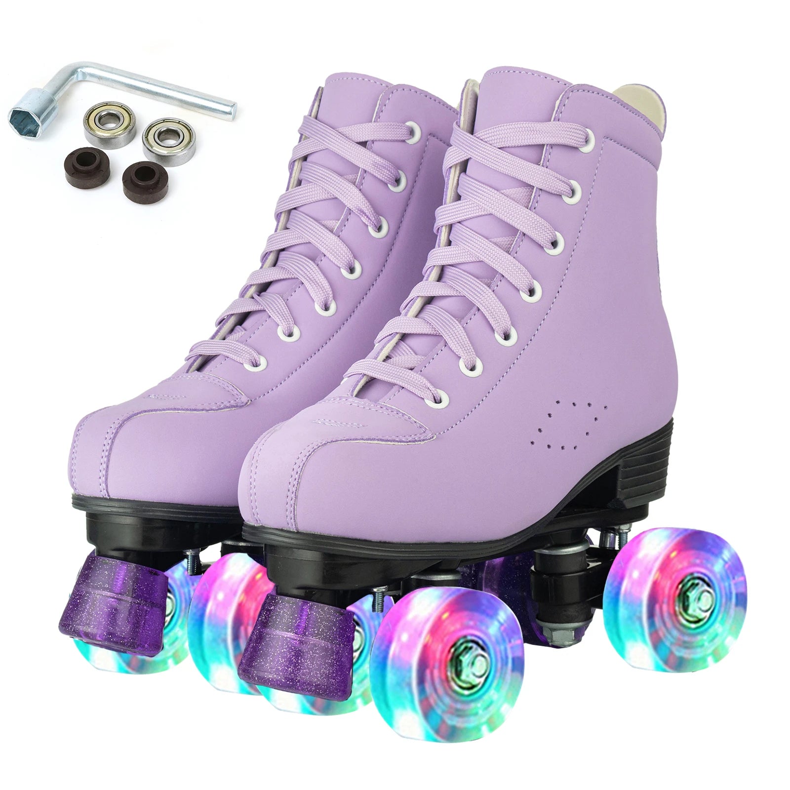 Size 35-45 Double Row Roller Skates 4 Wheels Flashing Skate Shoes For Women Girls Adult Outdoor Skating Training Quad Sneakers