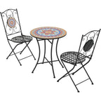 Dorin Patio , with Ceramic Tile and Iron Frame Bistro Set,. 
2-Seater , Round Top Table+Chairs Set for Garden/Balcony, Poolside, Foldable