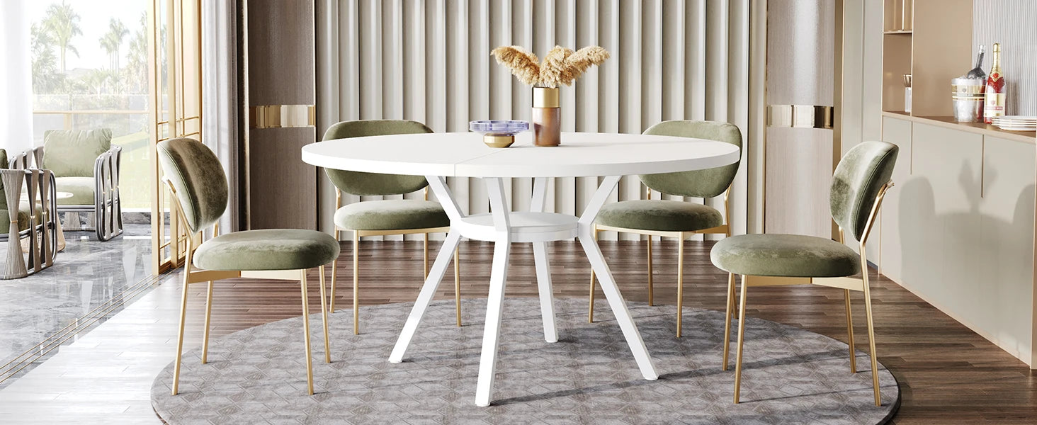 Tribesigns Round Dining Table for 4-6 People, 
47-Inch Farmhouse Dinning  Industrial Dinner Table