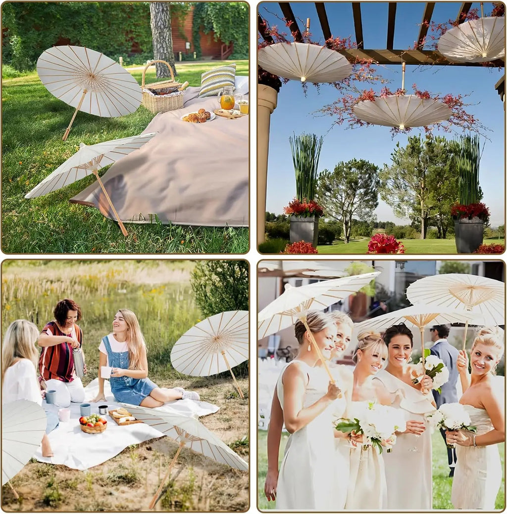 White Paper Parasol for Wedding Photo Cosplay Prop DIY Umbrella for Bridal Baby Shower Party 60cm 80cm 10/15/20/30/50/100Pcs