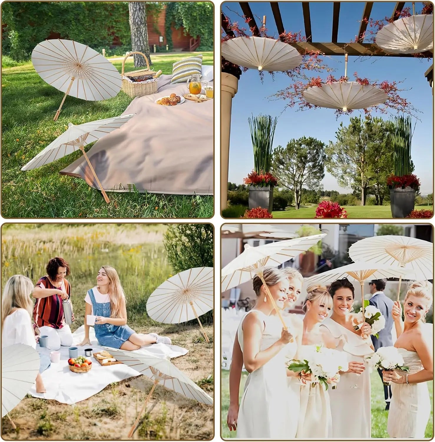 White Paper Parasol for Wedding Photo Cosplay Prop DIY Umbrella for Bridal Baby Shower Party 60cm 80cm 10/15/20/30/50/100Pcs