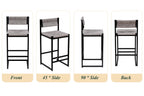 Gray Set of 2 Hand Weave Bar Stools with Back
Counter Height Bar. Paper Rope Woven for Kitchen Home & Office
