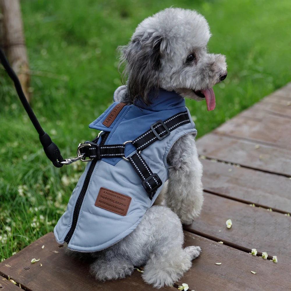 Winter Pet Dog Jacket With Harness 
Warm Dog Clothes For Labrador
 Waterproof Big Dog Coat ,Chihuahua ,French Bulldog Outfits