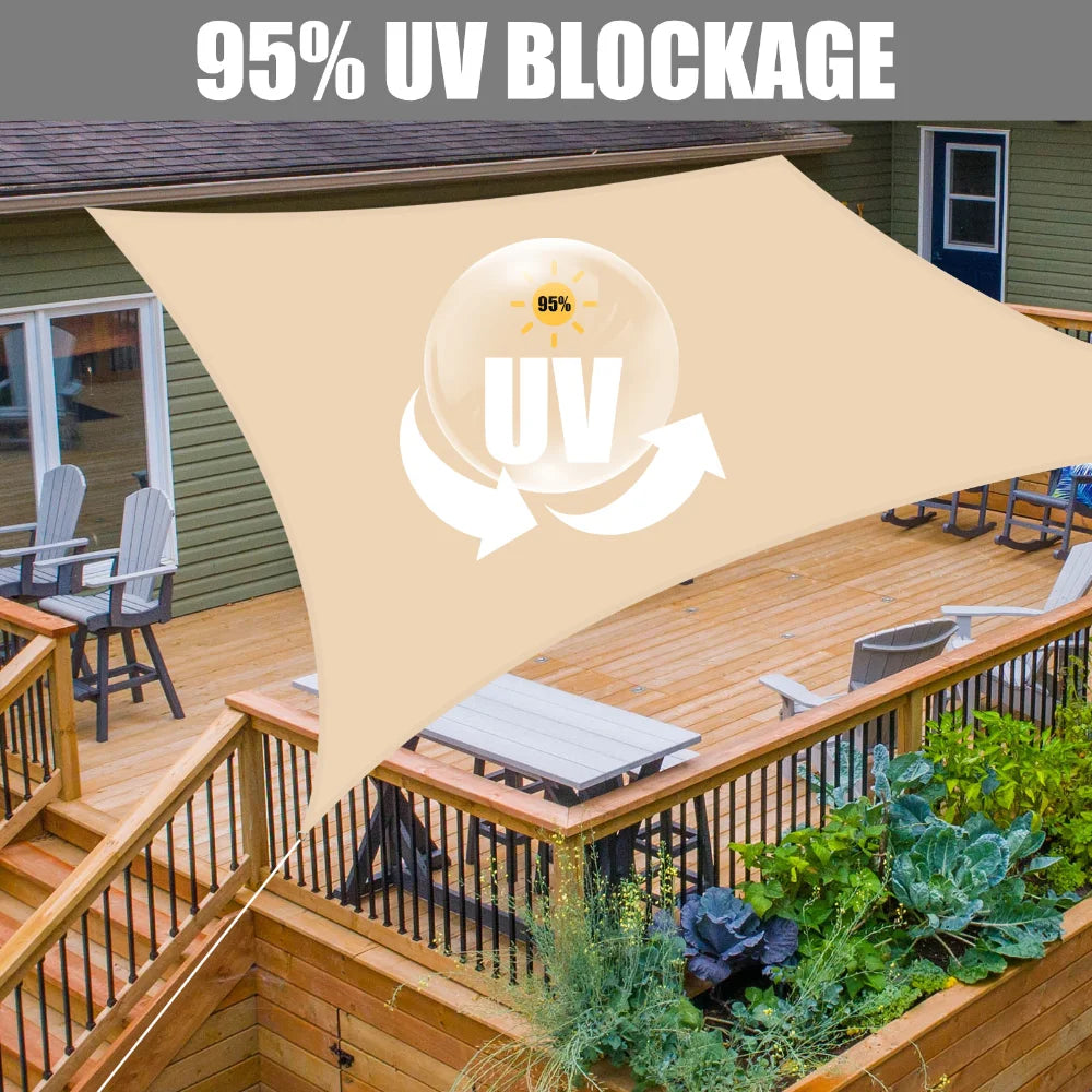 Sun Shade Sail Outdoor Canopy 6/5/4/3M UV Block Shade Cloth Sunscreen Awning with Free Ropes for Garden Patio Pool Cover Shelter