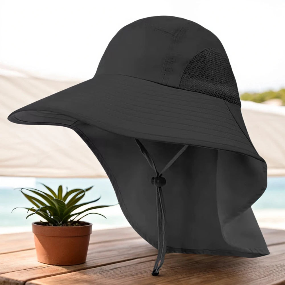 Summer 12CM Large Brim Sun Hat . 
Men Women Breathable Fishing Cap
Sun UV Protection Mesh Fisherman Hiking, Beach