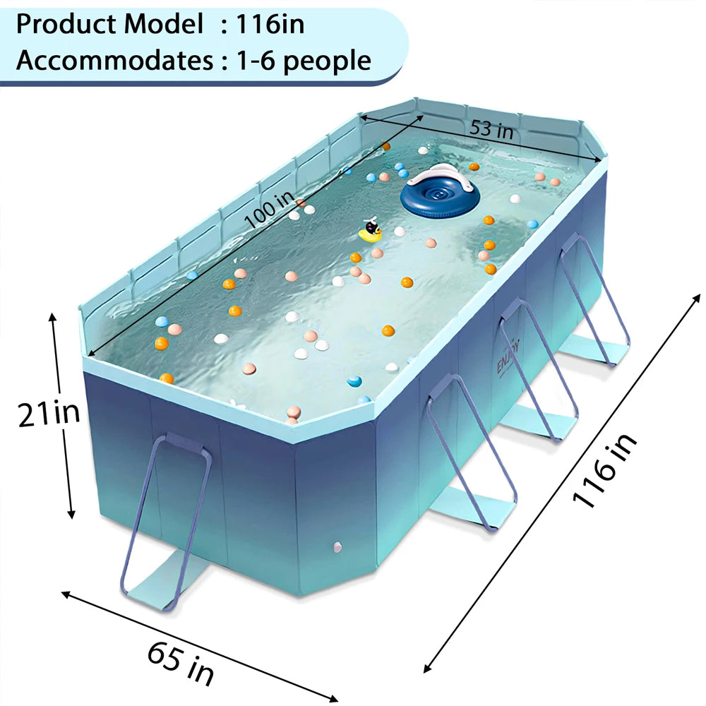 2.6m-3m Foldable Non-Inflatable Kids and Adults Outdoor Swimming Pool 
Summer Water Party Large Family Pool
