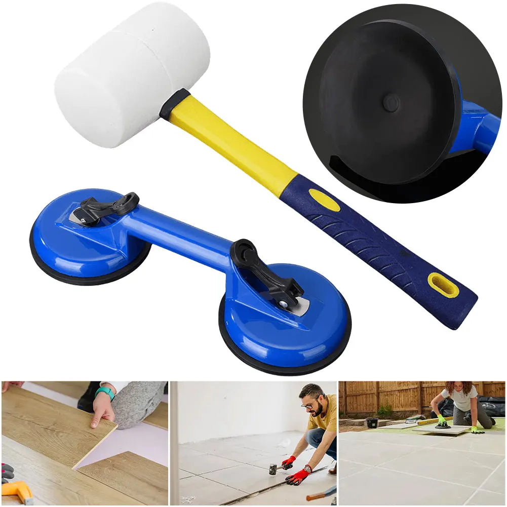 Floor  Fixer Tool---- Rubber Mallet Hammer 
Glass Suction Cups for Laminate Floor  Repair 
Can't Use on Scraped Surface Floor