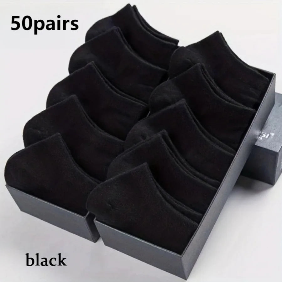 50 Pairs of Thin Black/white/gray Socks,
Solid Color Casual Socks,
 Suitable for Back To School Season, Daily Wear