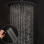 ZAPPO Matte Black Bathroom Shower Set 8 inch Rainfall , Wall Mounted 3-4 Function System & ABS Shelf