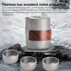 Camping Tableware Set 
Lightweight Titanium Coffee Pot Tea Kettle
 Outdoor Camping Kettle Set 3 Cups Tea Set For Hiking Picnic