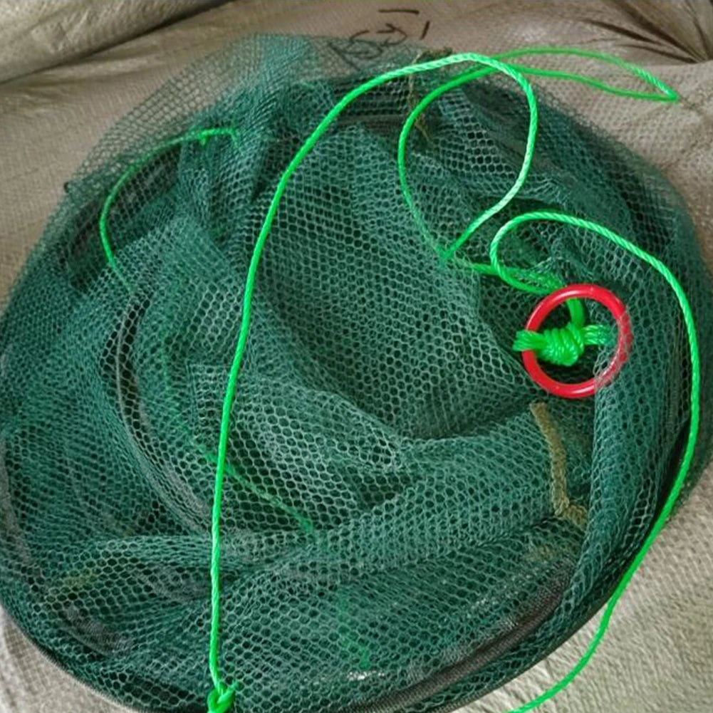 Portable Foldable Fish Net 
Folded  Mesh.   Baits Trap Cast,  Crab , Shrimp , Cage