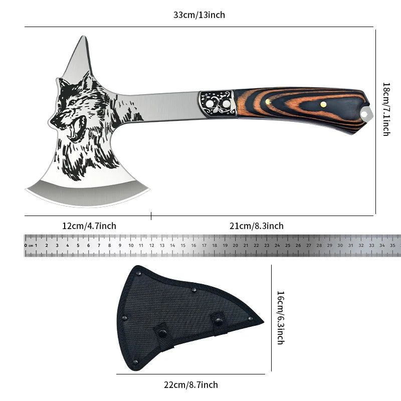 High Hardness Stainless Steel Survival Axe .  
Multi-function Outdoor Camping Tactical Wolf-head Axe.
Hunting Tools , Portable Tomahawk