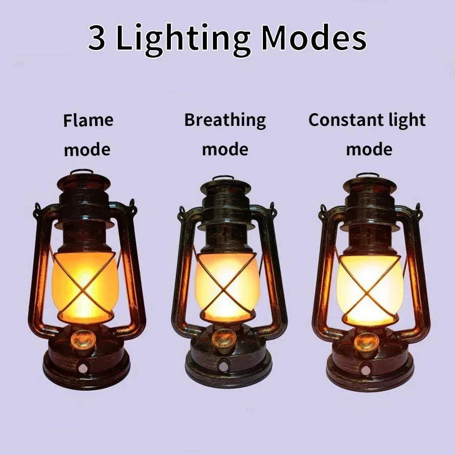 Retro LED Horse Lantern Lamp 
Rechargeable Hanging Portable Tent Light 
3 Lighting Mode For Outdoor Desk Bar Resturant Decor Light