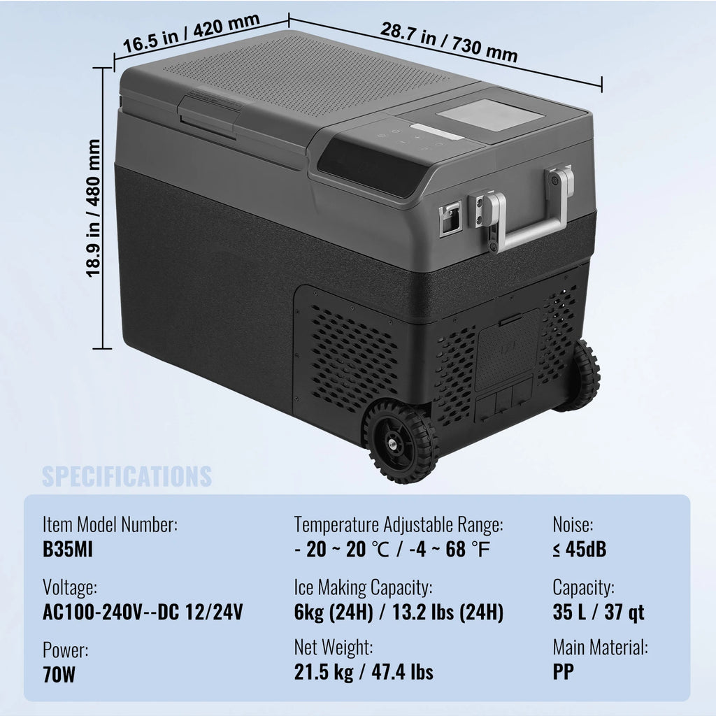 SucceBuy 37QT Portable Car Refrigerator with Ice Making Function 
12 Volt Car Refrigerator Fridge Single Zone Portable Freezer
