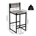 Gray Set of 2 Hand Weave Bar Stools with Back
Counter Height Bar. Paper Rope Woven for Kitchen Home & Office