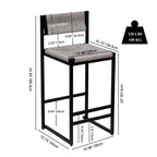 Gray Set of 2 Hand Weave Bar Stools with Back
Counter Height Bar. Paper Rope Woven for Kitchen Home & Office