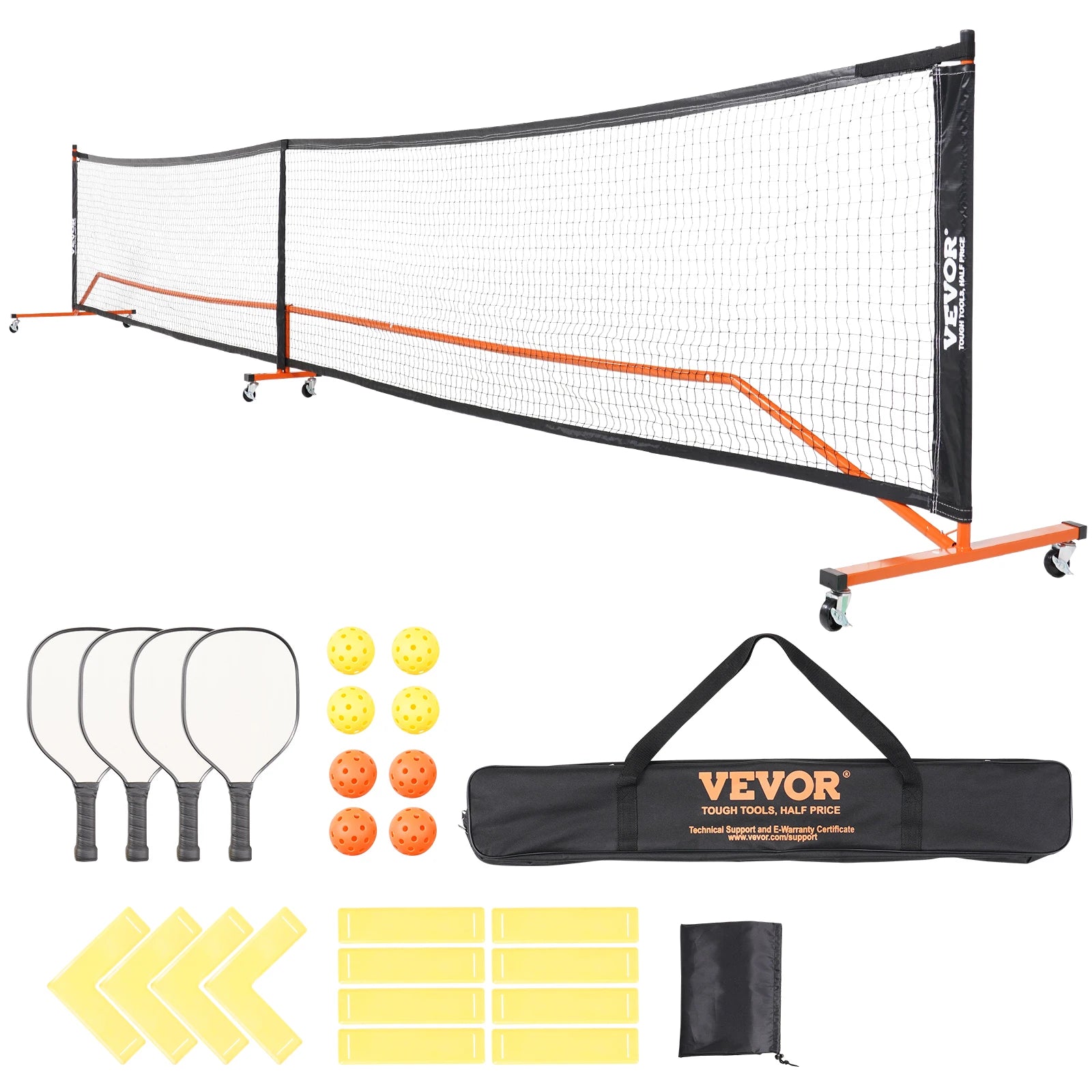 SucceBuy Portable Pickleball Net System
 22FT Full Court Official Regulation Size Pickle Ball Outdoor with Court Line