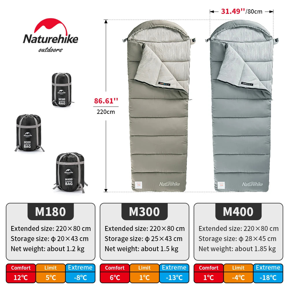 Naturehike M180 Sleeping Bag Lightweight Sleeping Bag 
M300 Double Outdoor Camping Winter Warm Sleeping Bag M400 Machine Washable