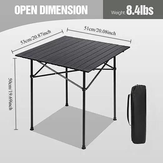 Roll Up Camping Tables That Folds Up, 
Lightweight,  Portable  ,Compact ,  Metal Camp Table for Grill Outdoor Picnic, Black Long
