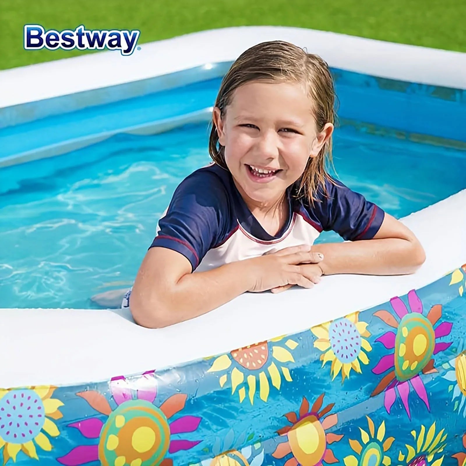 Bestway 54121/54120 Family Inflatable Pool,
 Rectangular Adult Family