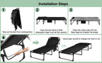 Portable Folding Camping Cot -
3-Position Adjustable Reclining Lounge Chair
 with Pillow, Outdoor Sleeping Bed (68cm Wide)