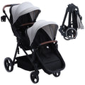 Double Stroller Track 
Tandem Stroller for Infant and Toddler,
 Foldable Pushchair Bassinet Pram, Multi-Position Reversible