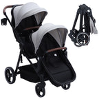 Double Stroller Track 
Tandem Stroller for Infant and Toddler,
 Foldable Pushchair Bassinet Pram, Multi-Position Reversible