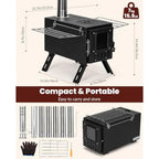 Upgraded Portable Wood Stove
for Camping and Outdoor Adventures:
 Compact Design with Large Firebox Enhanced High Airtightness