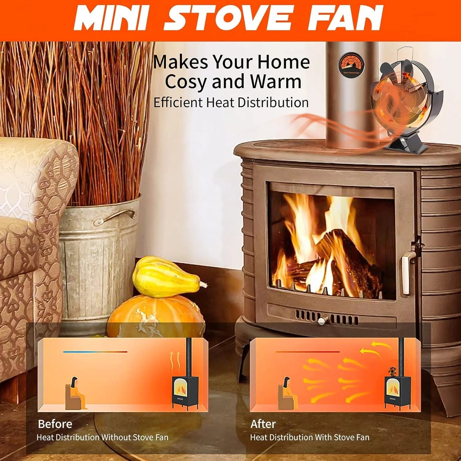 360° Rotating Stove Fan 
Heat Powered Fireplace Fan
Log Wood Burner Eco-fan Quiet Fireplace Fan Home Winter Warm Heat