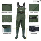 Waterproof Fishing Waders . Chest-Length 
With Boots.
Durable Breathable Overalls Kit for Men Women Outdoor Raft Hunting