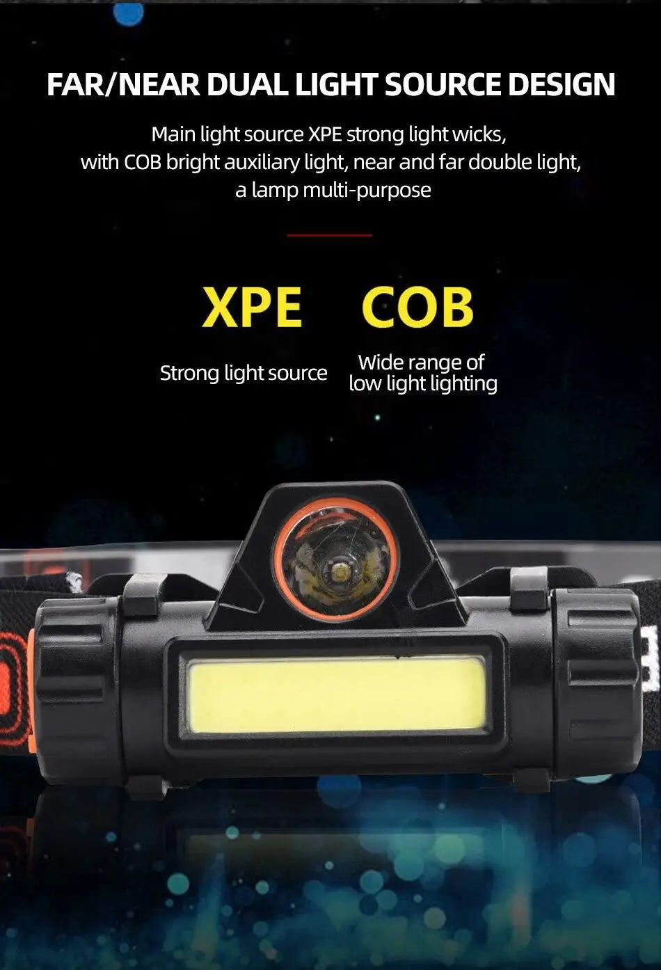 5PCS Rechargeable  LED , USB , Headlamp . 
Strong! 
Magnetic,    Powerful  Super Bright, Waterproof,  for Outdoor Fishing