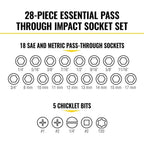 Klein Tools 65400KNECT KNECT Essential Pass Through Impact Socket Set, SAE and Metric, 90-Toot 3/8-Inch Drive, 28-Piece