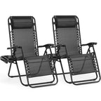 Zero Gravity Set of 2 Portable Recliners
Camping ,Patio , Outdoor Garden Lounge Chair with Cup Holder ,Trays & Adjustable Pillow