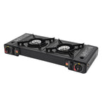 2 Burners-- Portable Camping Stove,     2.5KW Auto Ignition
Butane/LPG Gas  w/Baking Tray+Carrying Case for RV Outdoor Picnic BBQ