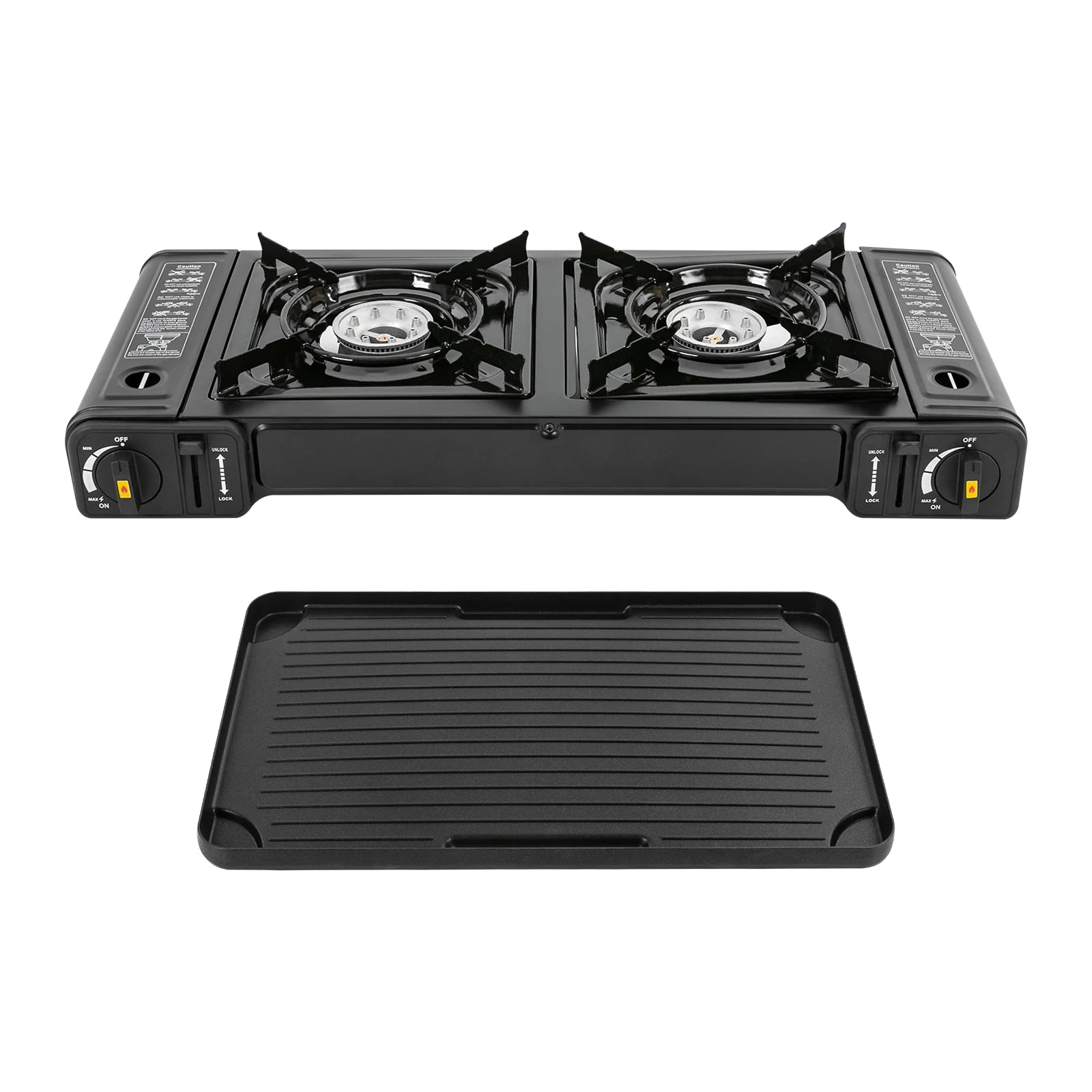Butane Gas Camping Stove 
Dual Burner Portable Outdoor Grill for Picnic Hiking Trekkin