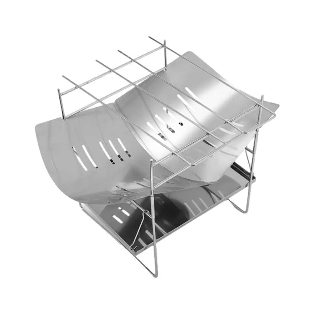 Camping Folding Campfire Grill Stainless Steel Firewood Stove Mini BBQ Rack Outdoor Fire Pit Portable Wood Stove Burner For Camp