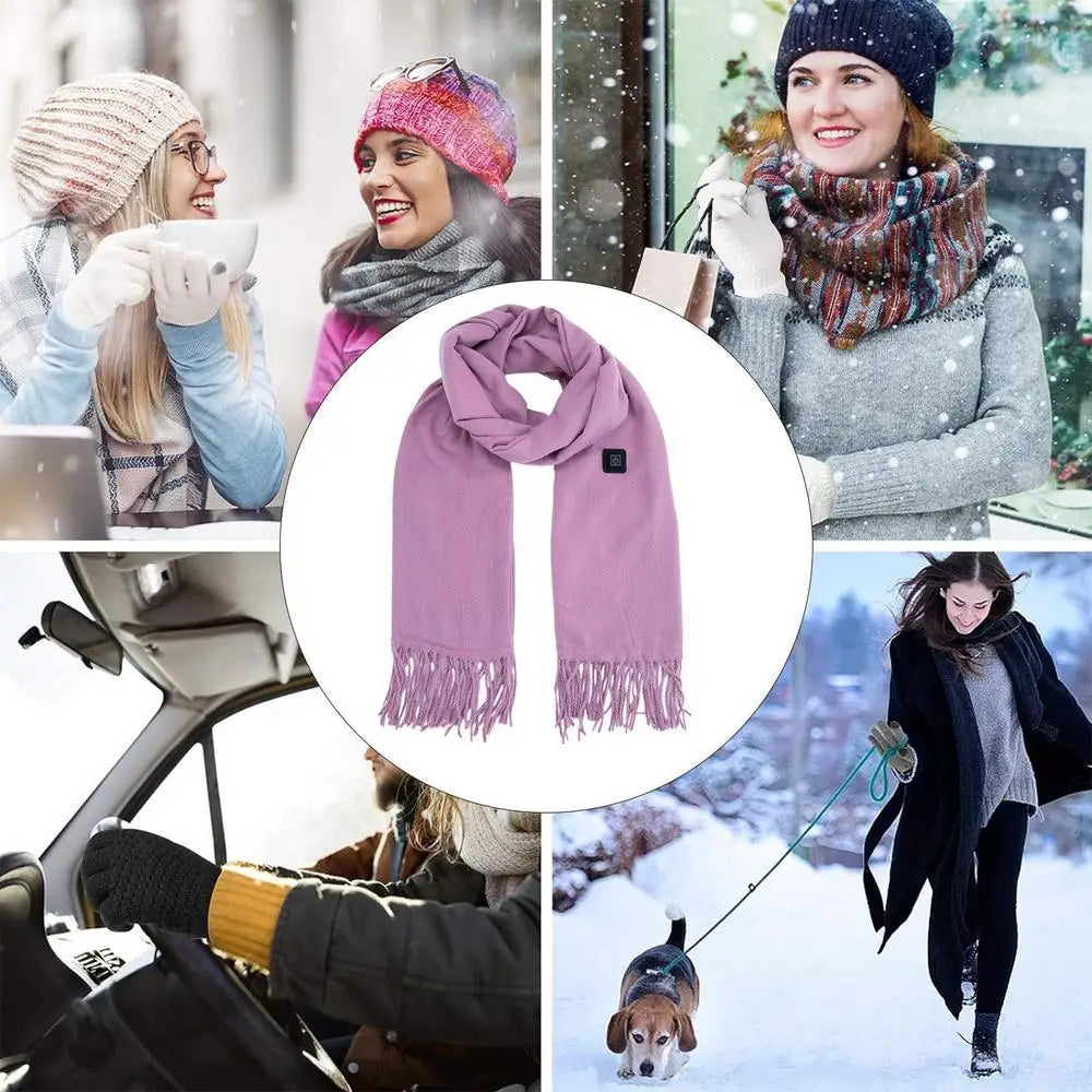 USB Charging Electric Heated Scarf Adjustable Temperature Electric Winter Warmer Unisex Creative Neck Warmer
