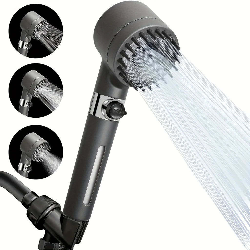 High Pressure Shower Head ,
Scalp Massager,   Shampoo Brush - Softens Hard Water - 3 Settings - Detachable Design