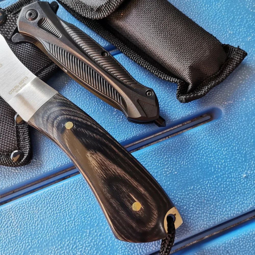 Stainless Steel Axe & Folding Knife Combo Set: 
High-Performance for Outdoor Adventures, Camping & Hiking
